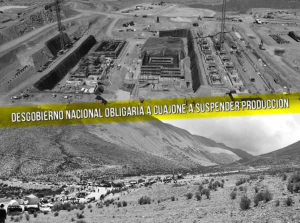 Desgobierno nacional obligaría a Cuajone a suspender producción