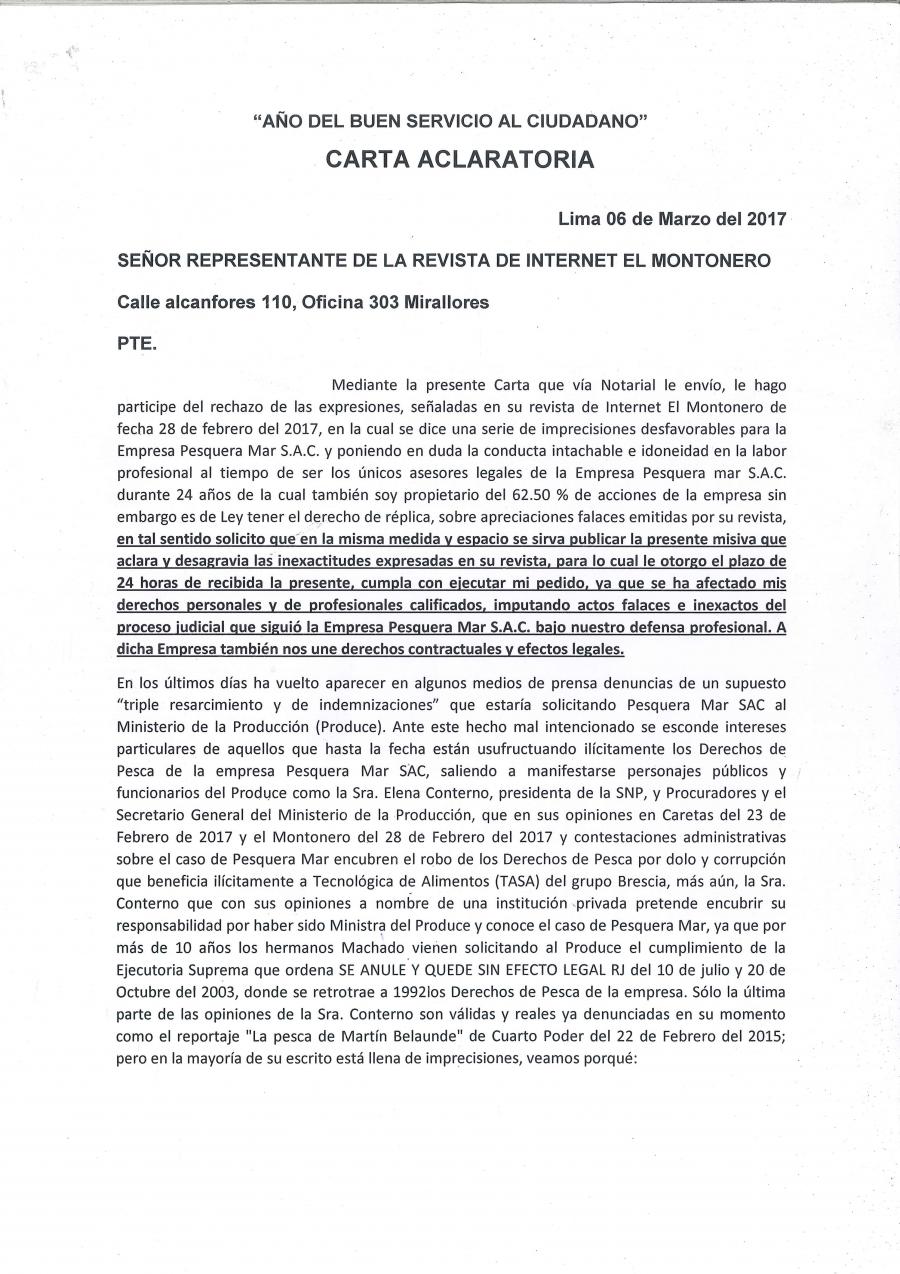 Carta aclaratoria