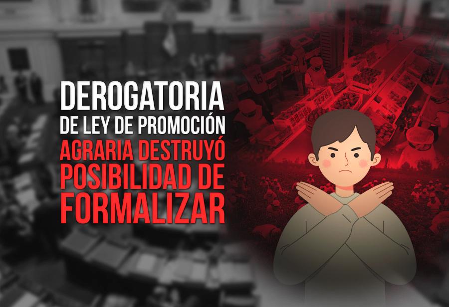 Derogatoria de ley de Promoción Agraria destruyó posibilidad de formalizar