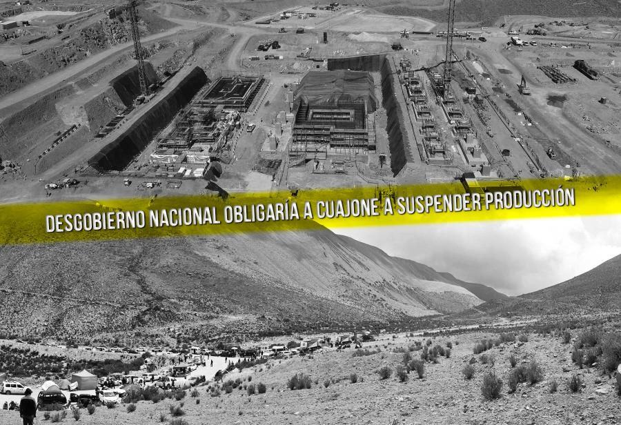 Desgobierno nacional obligaría a Cuajone a suspender producción