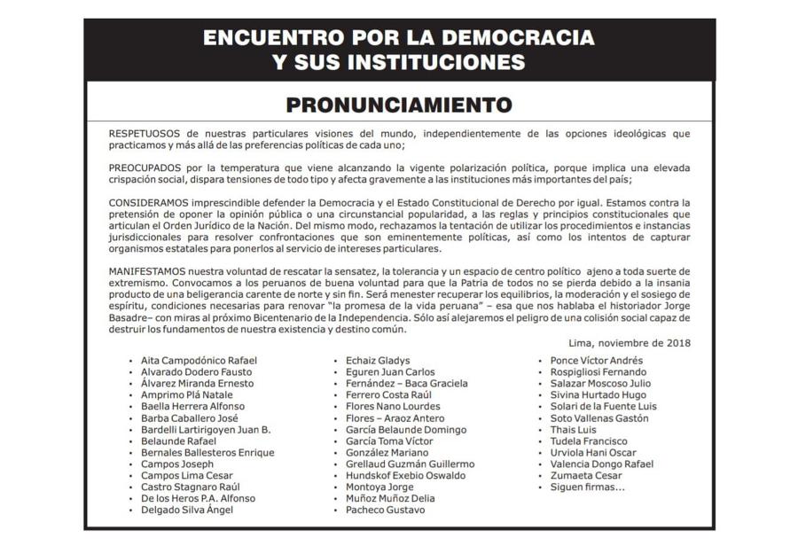 Pronunciamiento en defensa de la democracia